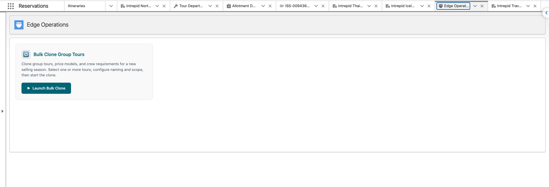 Edge Operations tab with Launch Bulk Clone